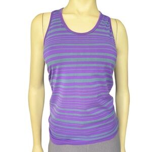 Athleta Gray Purple Striped Seamless Racerback Bra Tank Top